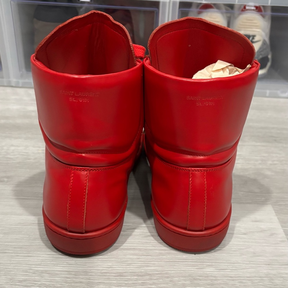 Saint Laurent Red High-Top Sneakers - Picture 3 of 4
